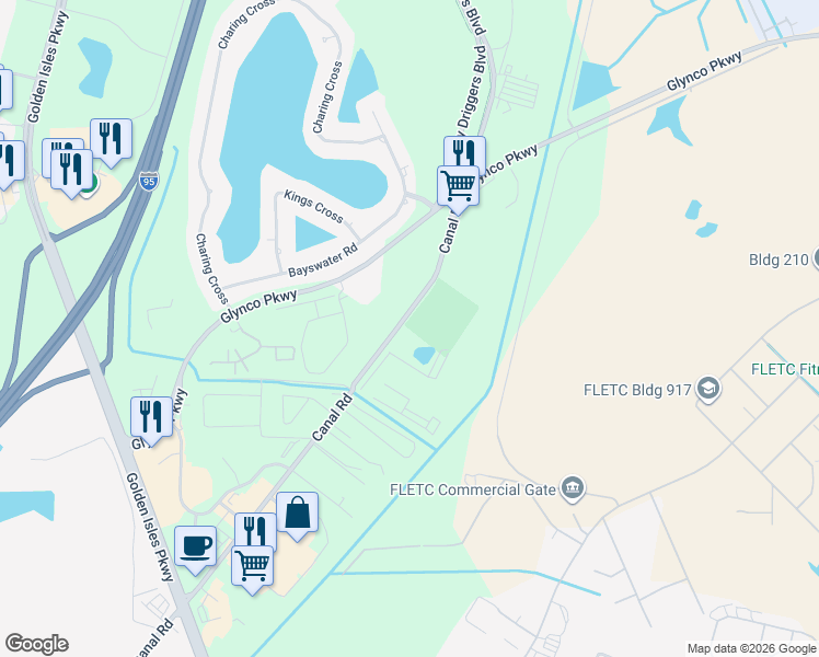 map of restaurants, bars, coffee shops, grocery stores, and more near 760 Canal Rd in Brunswick