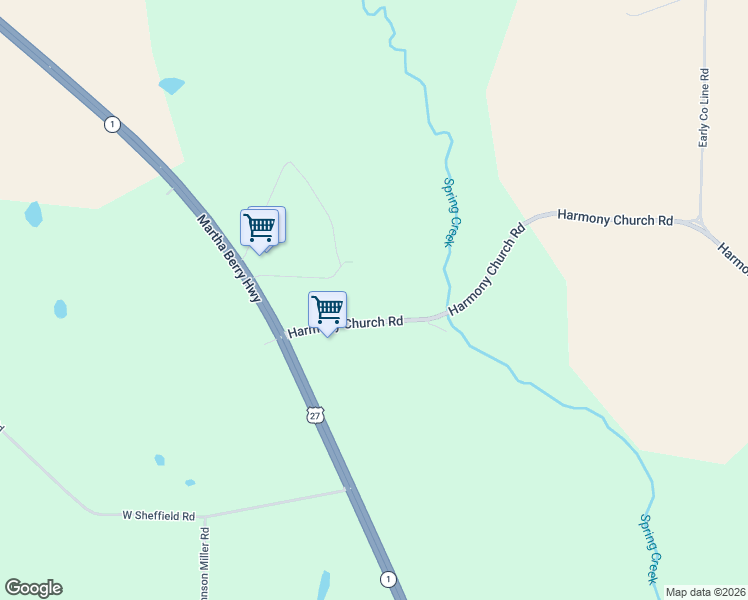 map of restaurants, bars, coffee shops, grocery stores, and more near 50 Peace Valley Lane in Colquitt