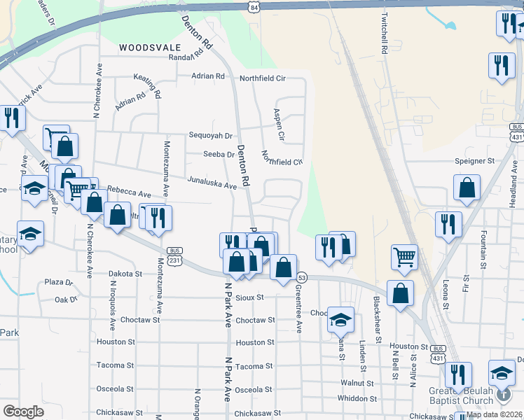 map of restaurants, bars, coffee shops, grocery stores, and more near 1403 Greenwood Drive in Dothan