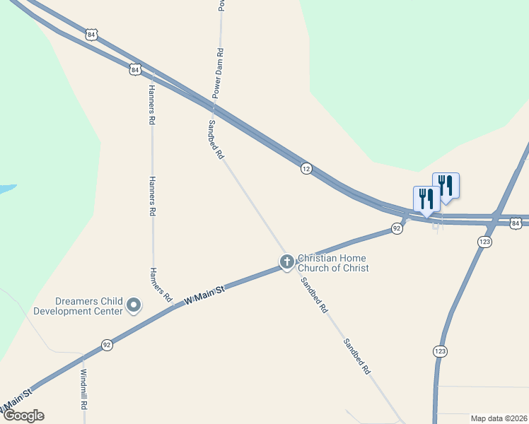 map of restaurants, bars, coffee shops, grocery stores, and more near Sandbed Rd in Newton