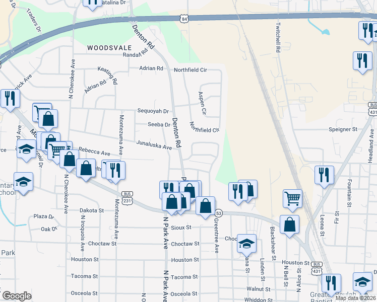 map of restaurants, bars, coffee shops, grocery stores, and more near 228 Sherwood Drive in Dothan