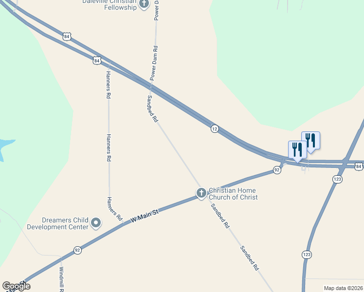 map of restaurants, bars, coffee shops, grocery stores, and more near 10055 Sandbed Road in Newton