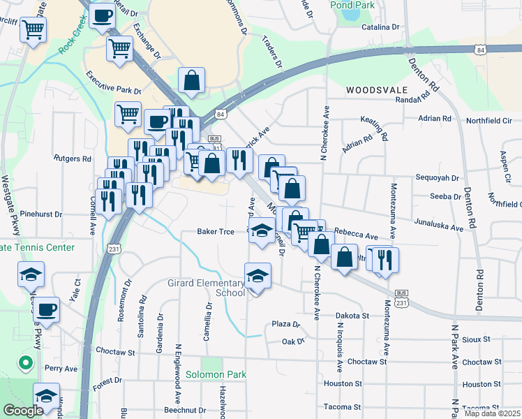 map of restaurants, bars, coffee shops, grocery stores, and more near 2643 Montgomery Highway in Dothan