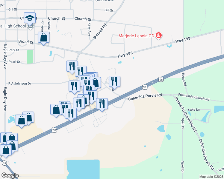 map of restaurants, bars, coffee shops, grocery stores, and more near 9-17 Wilks Road in Columbia