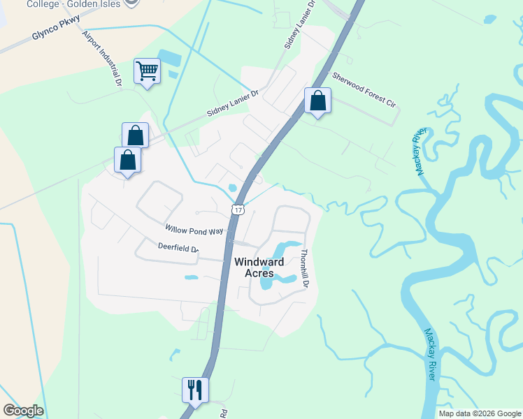 map of restaurants, bars, coffee shops, grocery stores, and more near 312 Bushoan Road in Brunswick