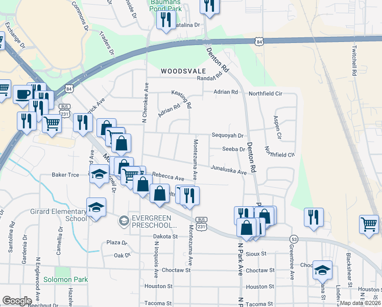 map of restaurants, bars, coffee shops, grocery stores, and more near 1503 Montezuma Avenue in Dothan