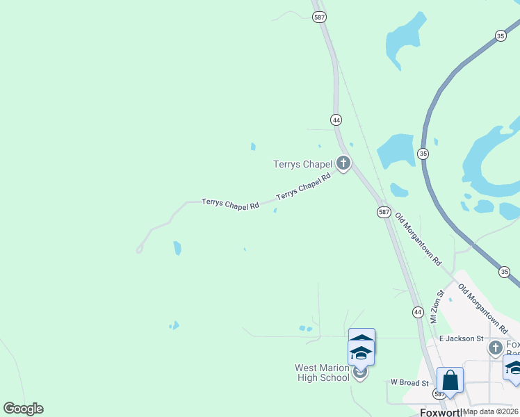 map of restaurants, bars, coffee shops, grocery stores, and more near 15-147 Terrys Chapel Road in Foxworth