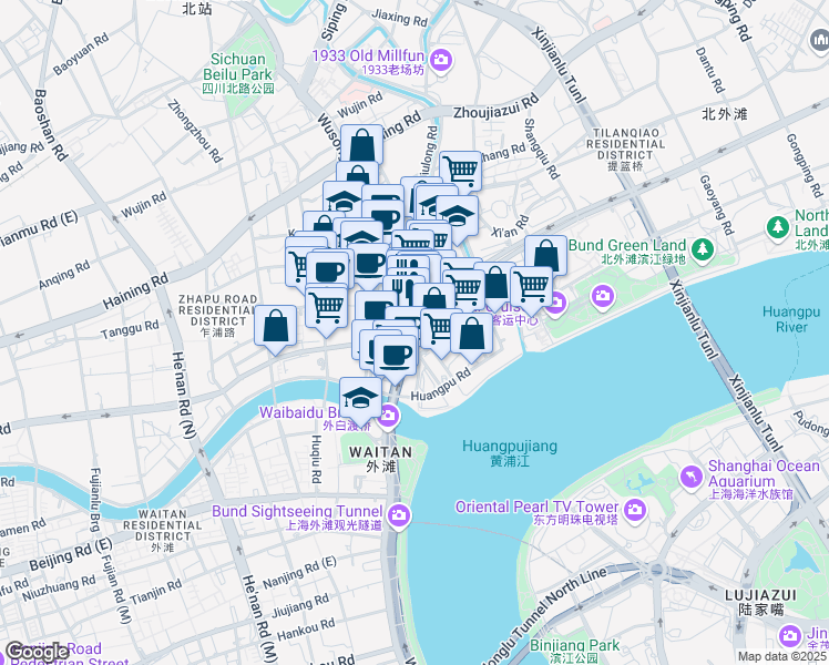 map of restaurants, bars, coffee shops, grocery stores, and more near in 