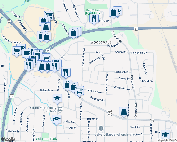 map of restaurants, bars, coffee shops, grocery stores, and more near 1199 Sequoyah Drive in Dothan