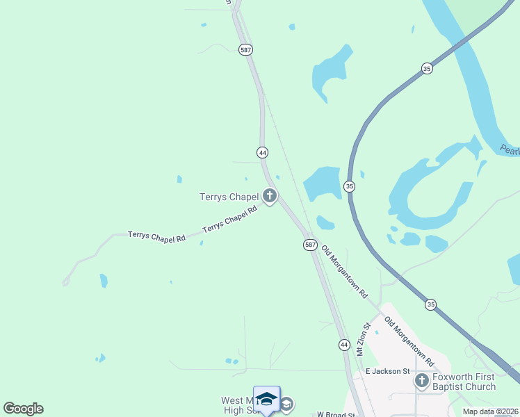map of restaurants, bars, coffee shops, grocery stores, and more near 15 Terrys Chapel Road in Foxworth
