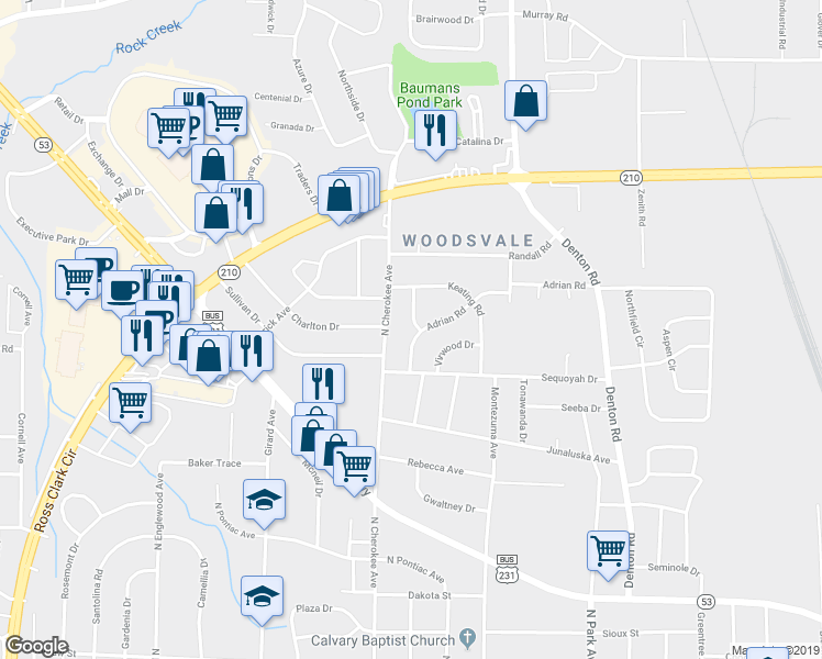 map of restaurants, bars, coffee shops, grocery stores, and more near 1509 Adrian Road in Dothan
