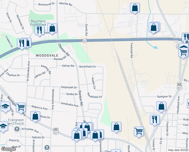 map of restaurants, bars, coffee shops, grocery stores, and more near 202 Aspen Circle in Dothan