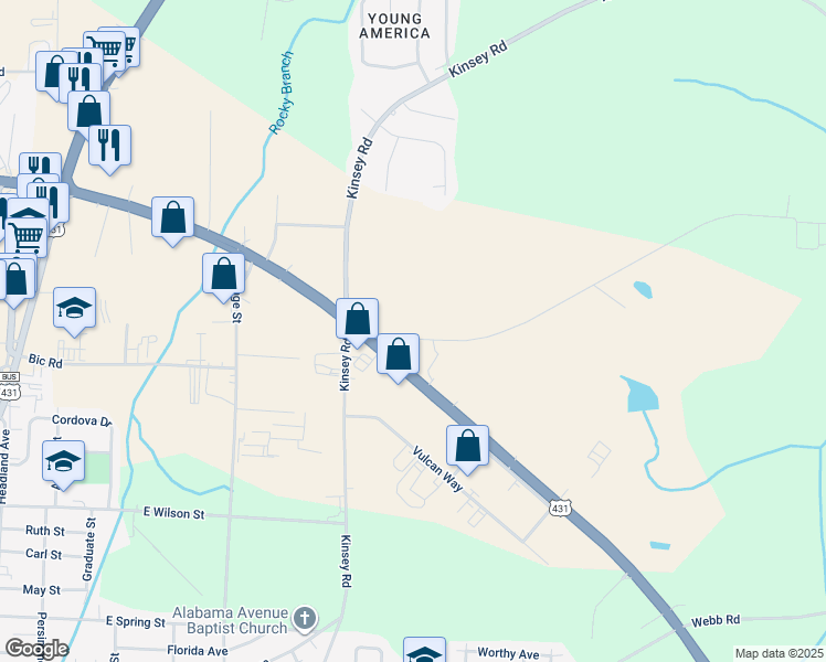 map of restaurants, bars, coffee shops, grocery stores, and more near in Dothan