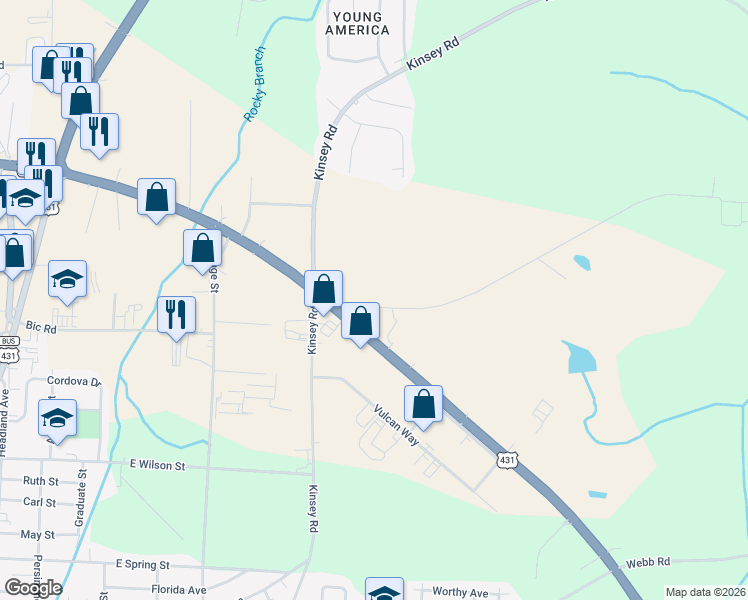 map of restaurants, bars, coffee shops, grocery stores, and more near in Dothan