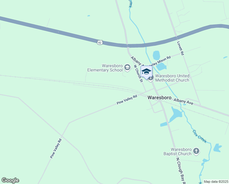 map of restaurants, bars, coffee shops, grocery stores, and more near 4497 Railroad Avenue in Waycross
