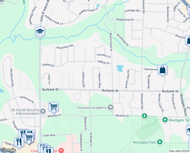 map of restaurants, bars, coffee shops, grocery stores, and more near 1132 Appian Way in Dothan