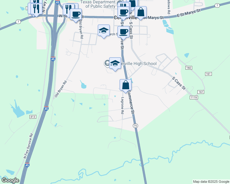 map of restaurants, bars, coffee shops, grocery stores, and more near 1013 Smith Street in Centerville