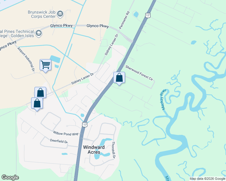 map of restaurants, bars, coffee shops, grocery stores, and more near 116 Smith Road in Brunswick