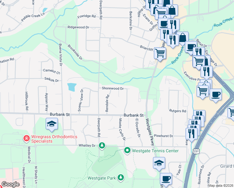 map of restaurants, bars, coffee shops, grocery stores, and more near 1206 Rendale Rd in Dothan
