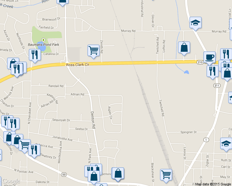 map of restaurants, bars, coffee shops, grocery stores, and more near 1314 Northfield Circle in Dothan