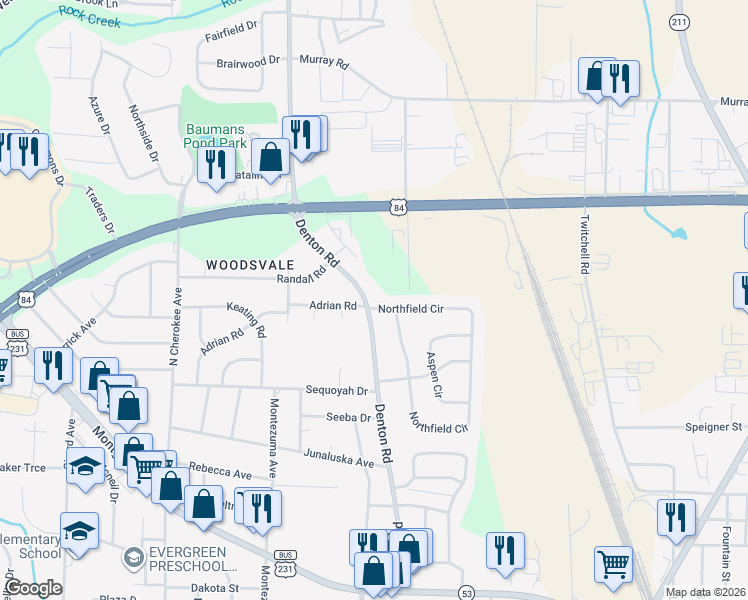 map of restaurants, bars, coffee shops, grocery stores, and more near 1404 Northfield Cir in Dothan