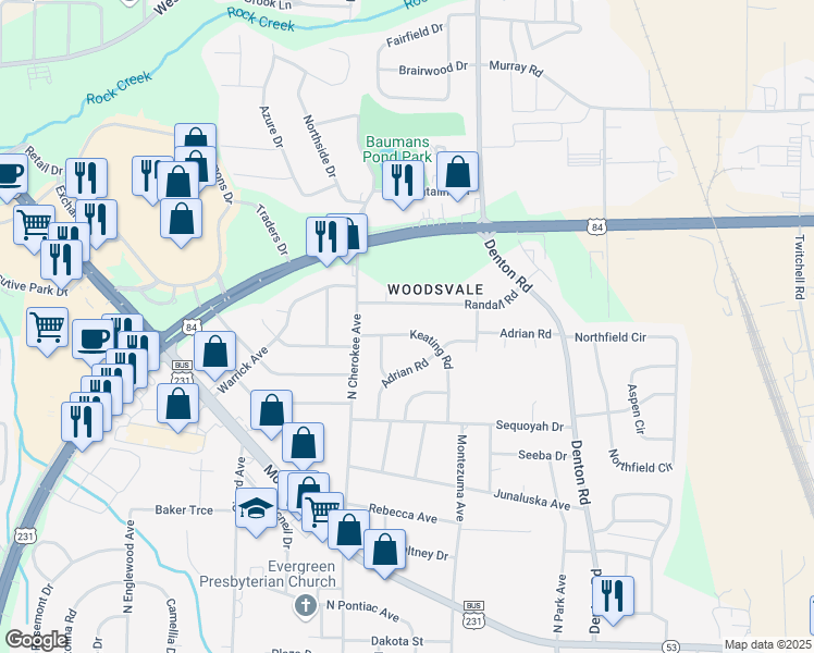 map of restaurants, bars, coffee shops, grocery stores, and more near 1708 Keating Road in Dothan