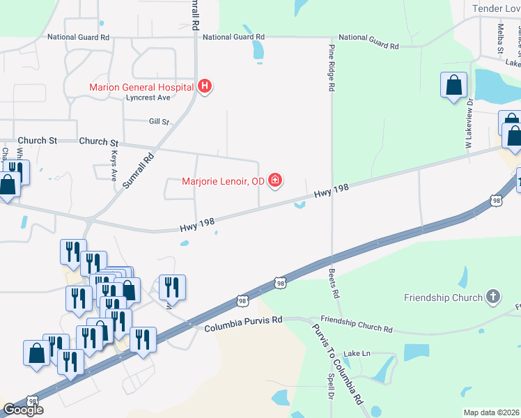 map of restaurants, bars, coffee shops, grocery stores, and more near in Columbia