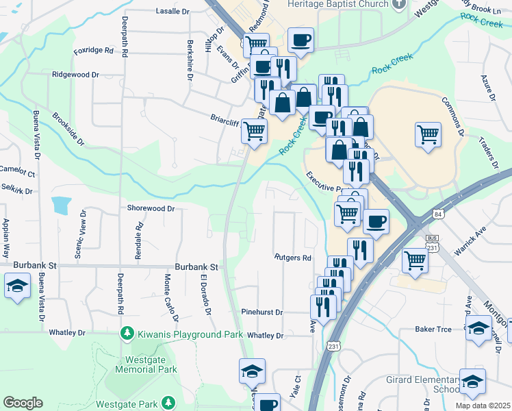 map of restaurants, bars, coffee shops, grocery stores, and more near 6 Chateau Place in Dothan
