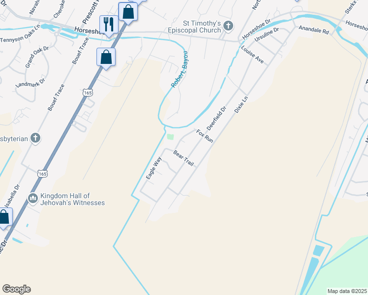 map of restaurants, bars, coffee shops, grocery stores, and more near 3105 Quail Court in Alexandria