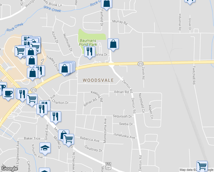 map of restaurants, bars, coffee shops, grocery stores, and more near 1601 Randall Road in Dothan