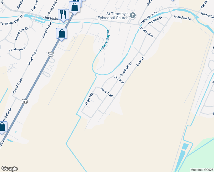 map of restaurants, bars, coffee shops, grocery stores, and more near 6012 Quail Ridge in Alexandria