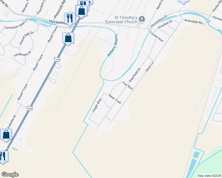map of restaurants, bars, coffee shops, grocery stores, and more near 6012 Quail Ridge in Alexandria