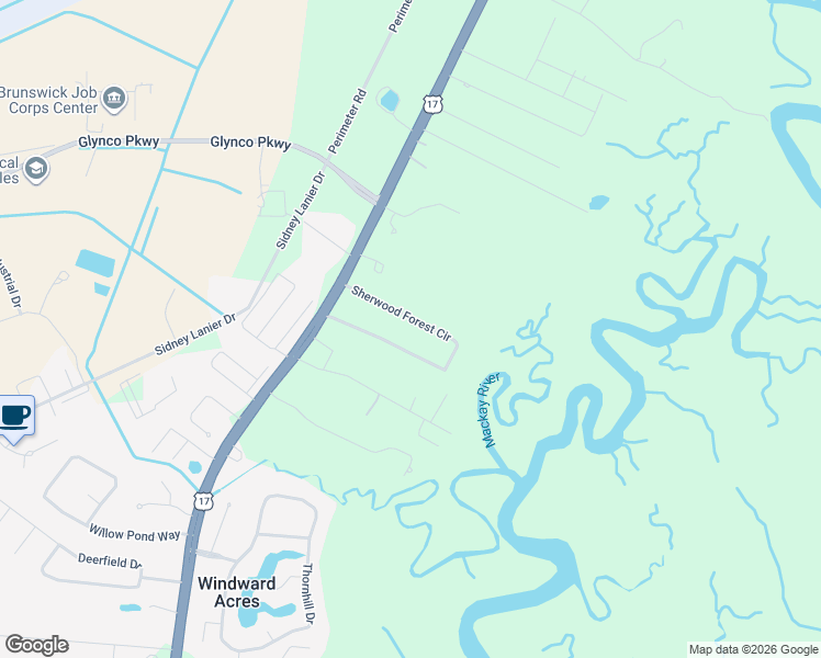 map of restaurants, bars, coffee shops, grocery stores, and more near 142 Sherwood Forest Circle in Brunswick