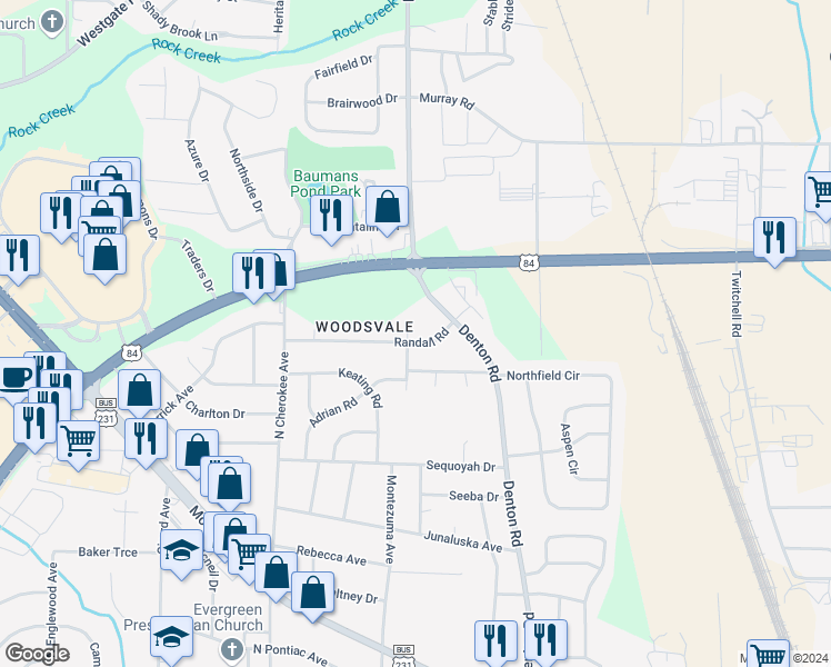 map of restaurants, bars, coffee shops, grocery stores, and more near 1506 Randall Road in Dothan