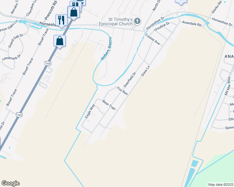 map of restaurants, bars, coffee shops, grocery stores, and more near 6008 Deerfield Drive in Alexandria
