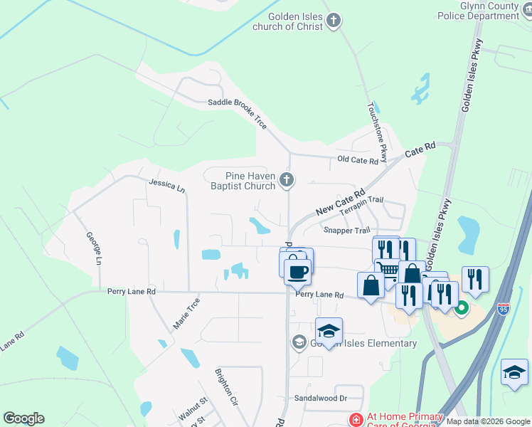 map of restaurants, bars, coffee shops, grocery stores, and more near 144 Wingefield Commons in Brunswick