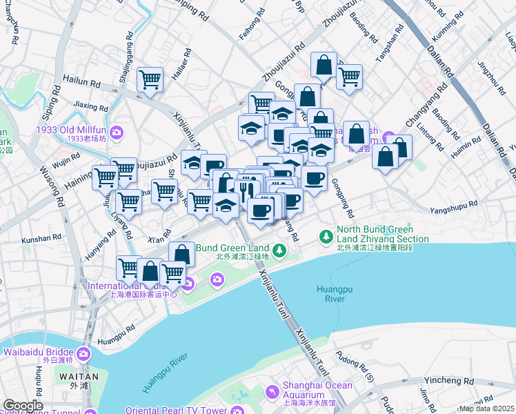 map of restaurants, bars, coffee shops, grocery stores, and more near in 