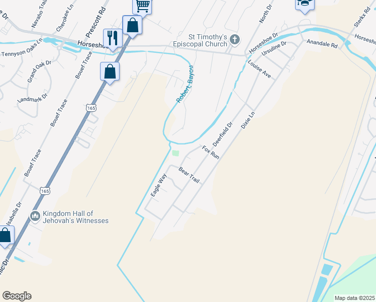 map of restaurants, bars, coffee shops, grocery stores, and more near 6008 Quail Ridge in Alexandria