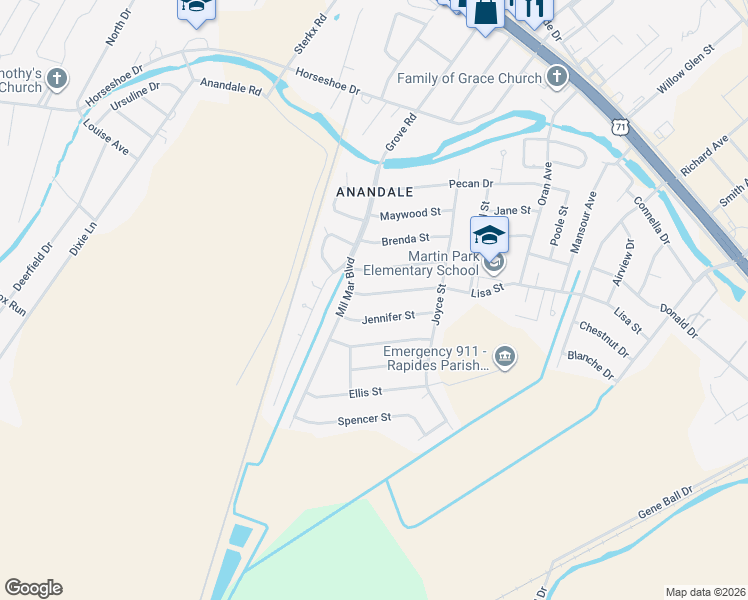 map of restaurants, bars, coffee shops, grocery stores, and more near 3810 Lisa Street in Alexandria
