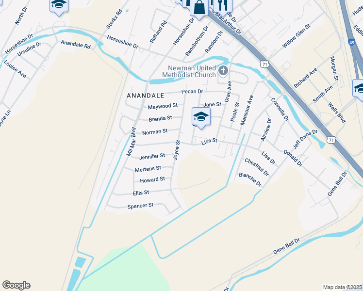 map of restaurants, bars, coffee shops, grocery stores, and more near 6211 Joyce Street in Alexandria