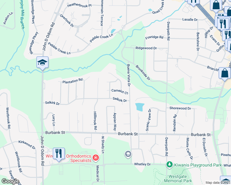 map of restaurants, bars, coffee shops, grocery stores, and more near 903 Camelot Court in Dothan