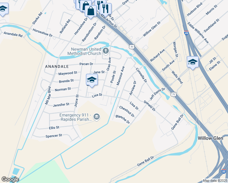map of restaurants, bars, coffee shops, grocery stores, and more near 5506 Mansour Avenue in Alexandria