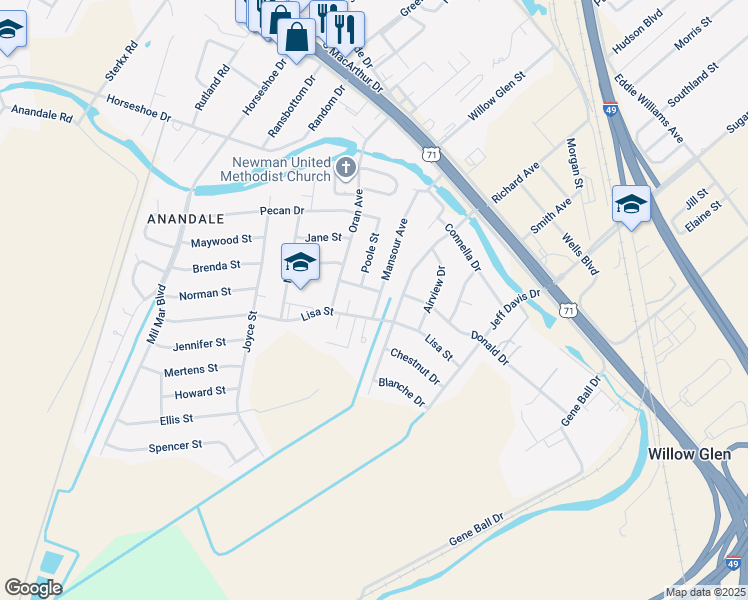 map of restaurants, bars, coffee shops, grocery stores, and more near 4308 Donald Drive in Alexandria