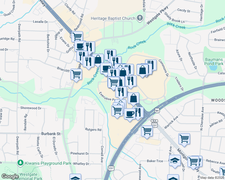 map of restaurants, bars, coffee shops, grocery stores, and more near 3251 Montgomery Highway in Dothan