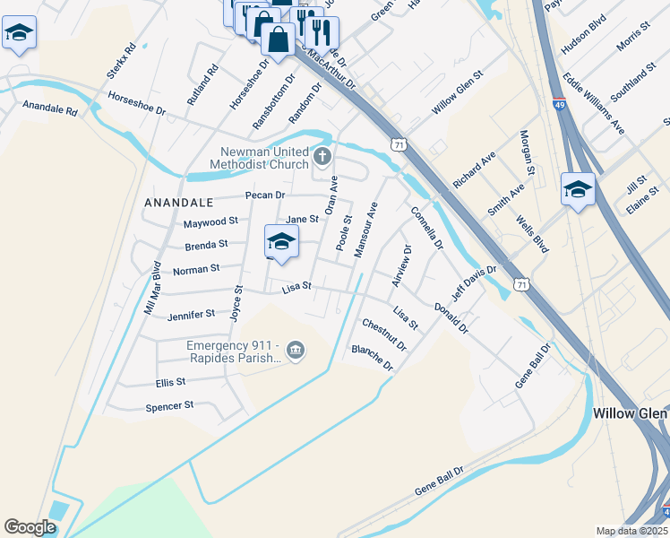 map of restaurants, bars, coffee shops, grocery stores, and more near 4308 Donald Drive in Alexandria