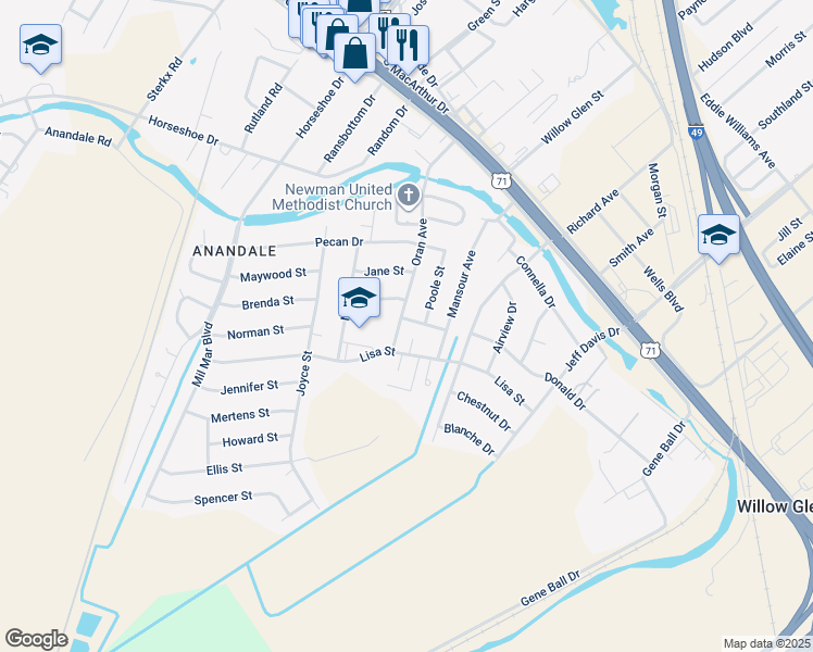map of restaurants, bars, coffee shops, grocery stores, and more near 6001 Oran Avenue in Alexandria
