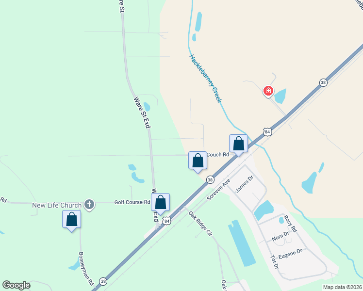 map of restaurants, bars, coffee shops, grocery stores, and more near 2158 Ben Couch Road in Blackshear