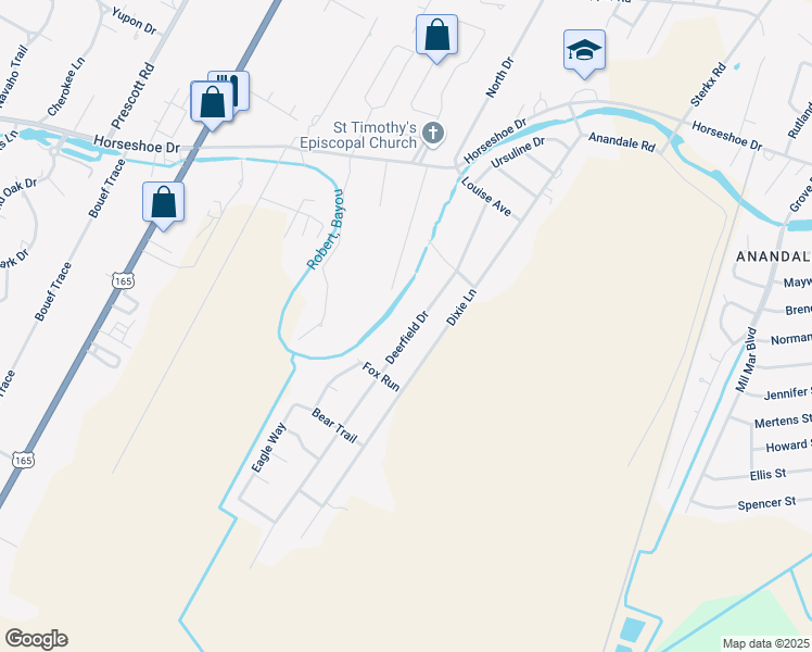 map of restaurants, bars, coffee shops, grocery stores, and more near 5948 Deerfield Dr in Alexandria