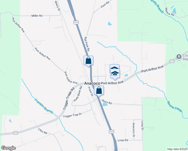 map of restaurants, bars, coffee shops, grocery stores, and more near in Anacoco