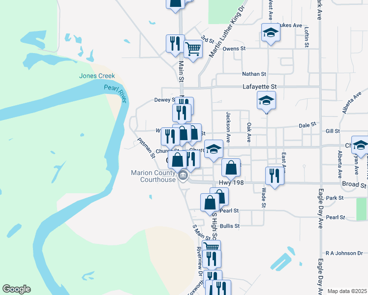 map of restaurants, bars, coffee shops, grocery stores, and more near 815 Main Street in Columbia